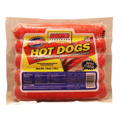 MPFOODS 1919R5 JUMBO HOT DOGS W/CHEES 12X16OZ