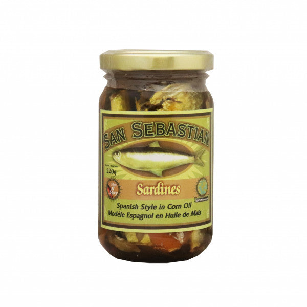 SAN SEBASTIAN H&S SPANISH SARDINES CORN 24X230GM