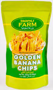 TROPICS FARM BANANA CHIPS, 25 X 350 GM