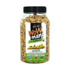 WOW MANI -PEANUT GARLIC CHIPS JAR, 12 X 325 GM